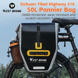 WEST BIKING Bike Pannier Bag 50L Waterproof Travel Cycling Bag Bicycle Rear Rack Tail Seat Trunk Bags bicycle bags & panniers