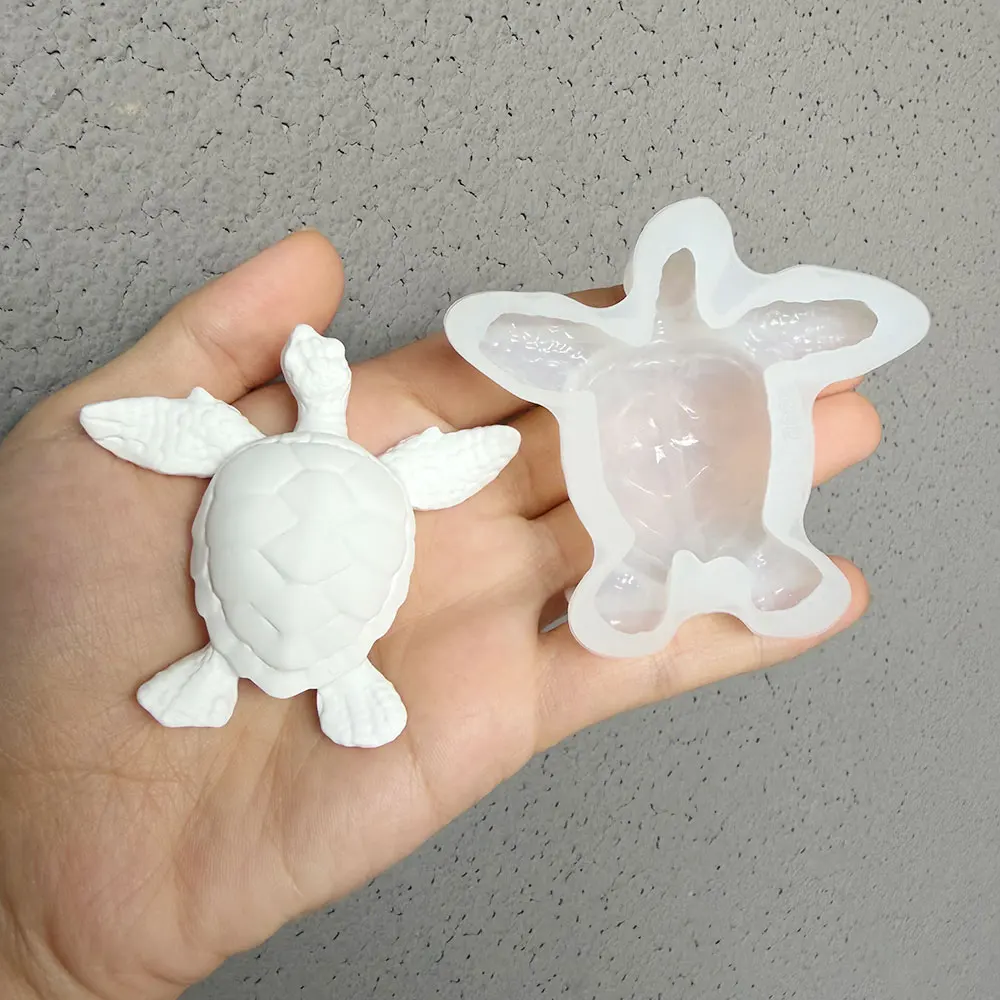 Molde de Silicone para Resina em Formato de Mini Tartaruga DIY para Epóxi, Gesso, Cimento, Jesmonite, Ornamento de Mesa e Molde para Tea Pet