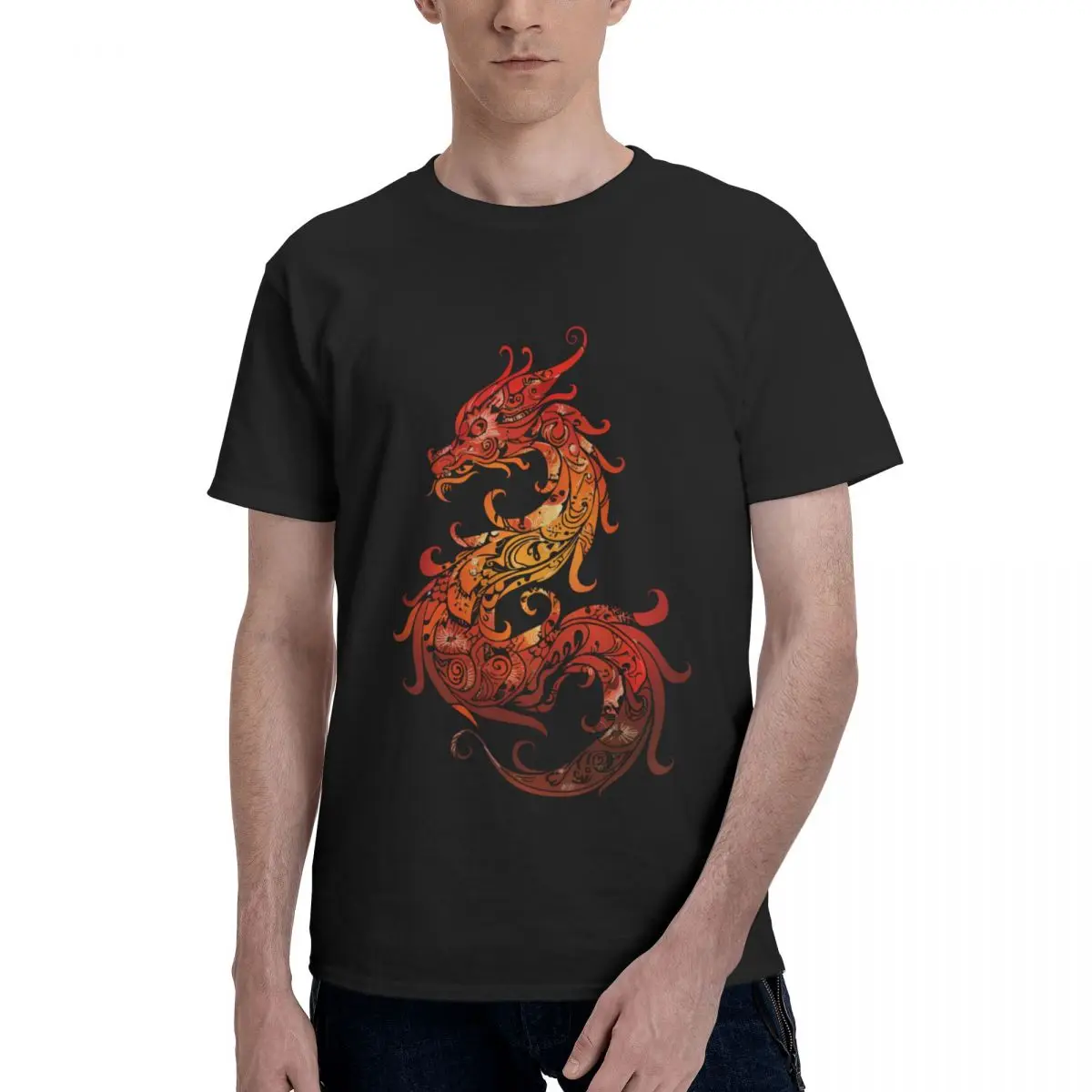 Streetwear Washed T Shirt Chinese Zodiacs Intricate Red Dragon Loose T-Shirts Hippie Tshirt for Summer Awesome Casual Top Tees