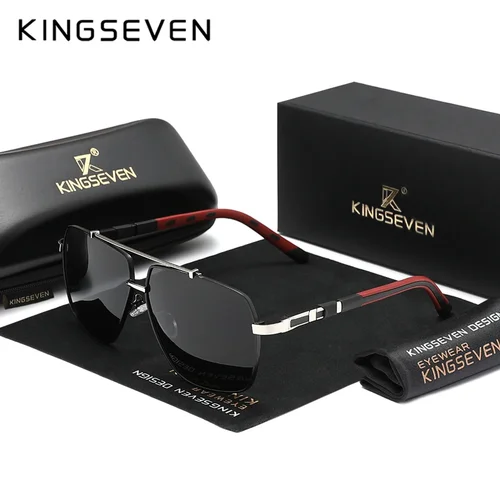 Imagen 2 del producto KINGSEVEN nuevas gafas de sol de lujo para hombre UV400, gafas polarizadas cuadradas con montura grande para hombre y mujer, gafas de conducción informales a la moda para exteriores