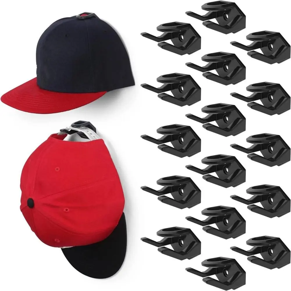 10Pcs Plastic Hat Display Hooks Wall Mounted Self Adhesive Baseball Cap Storage Rack Space Saving Baseball Caps Hangers Store
