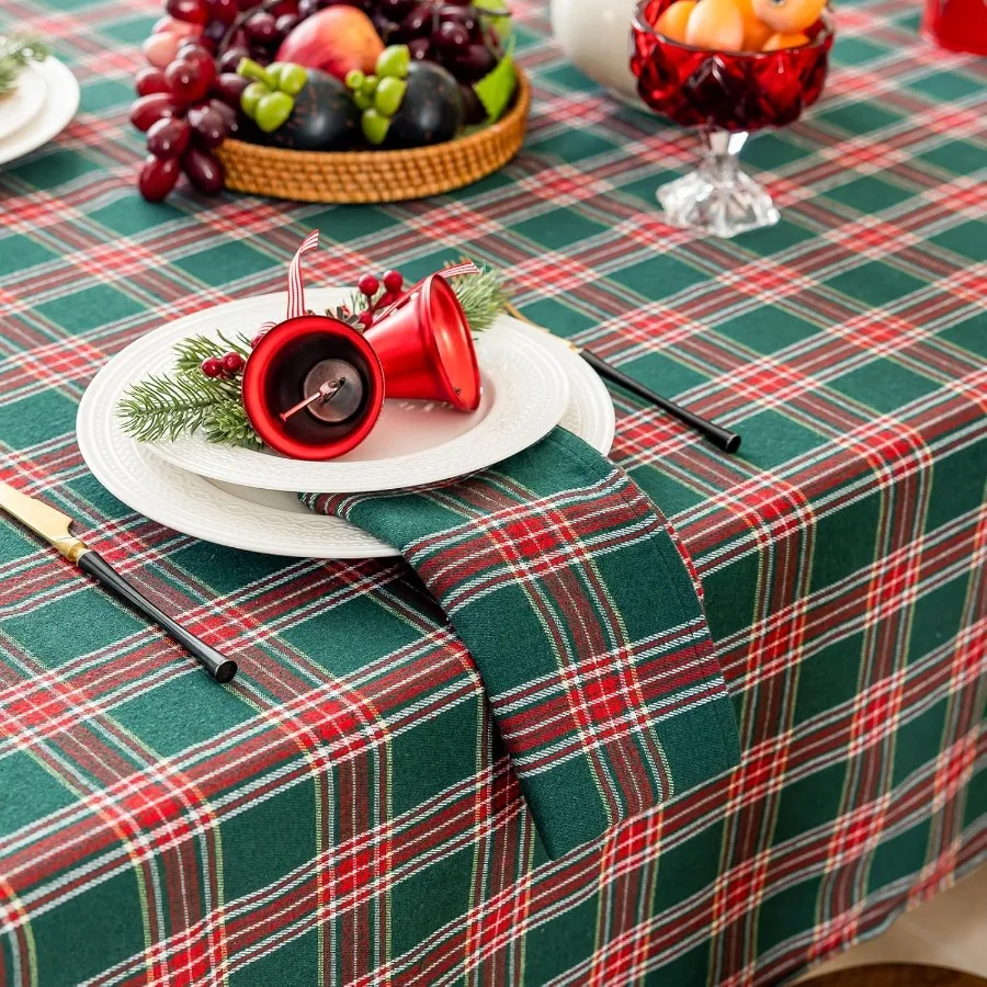 عيد الميلاد متقلب مفرش المائدة الأخضر الترتان منقوشة مفارش المائدة قابل للغسل مربع الشتاء غطاء الطاولة للمطبخ حفلات الطعام Ho