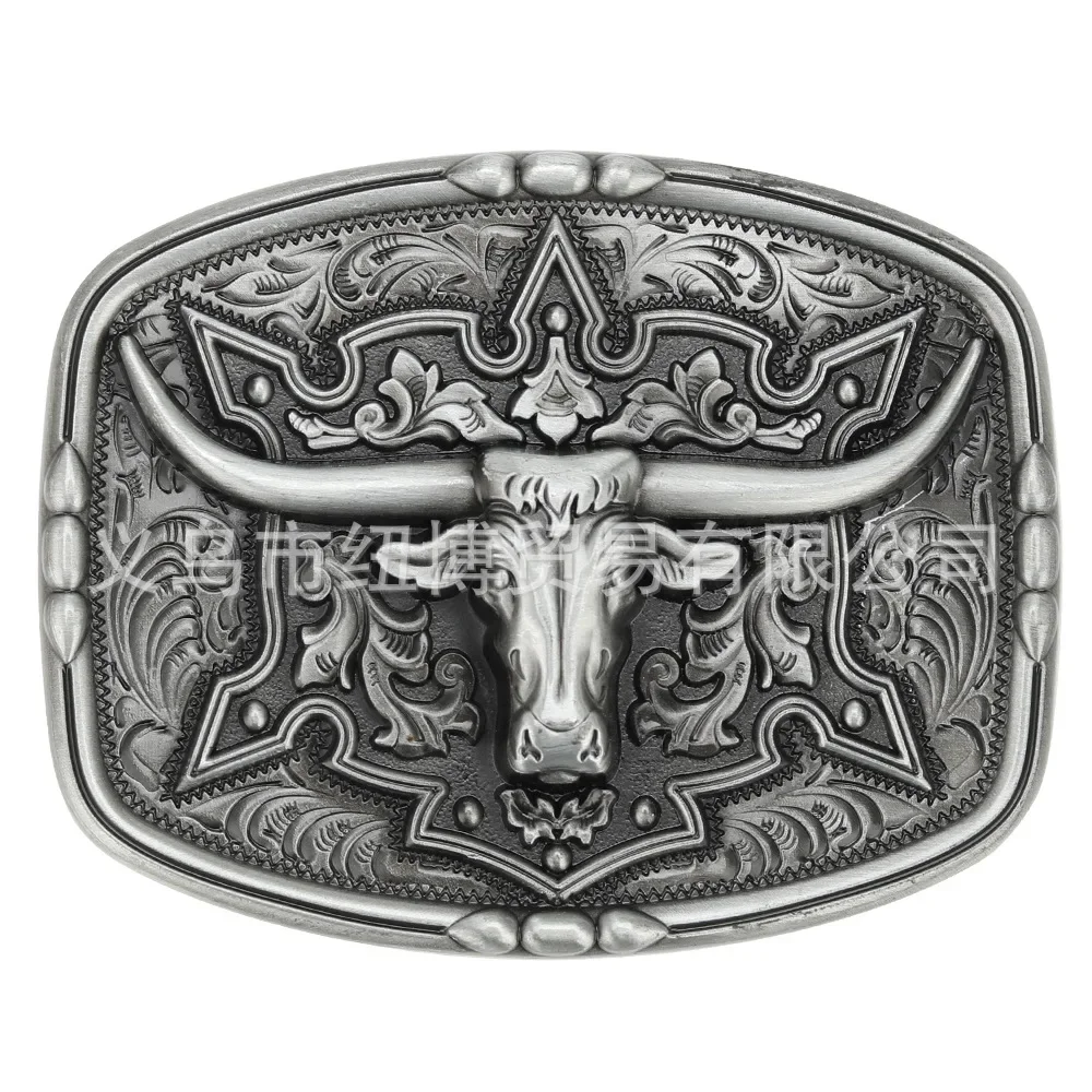 Square Bull Skull Belt Buckle Primitive Tribal Cow Totem