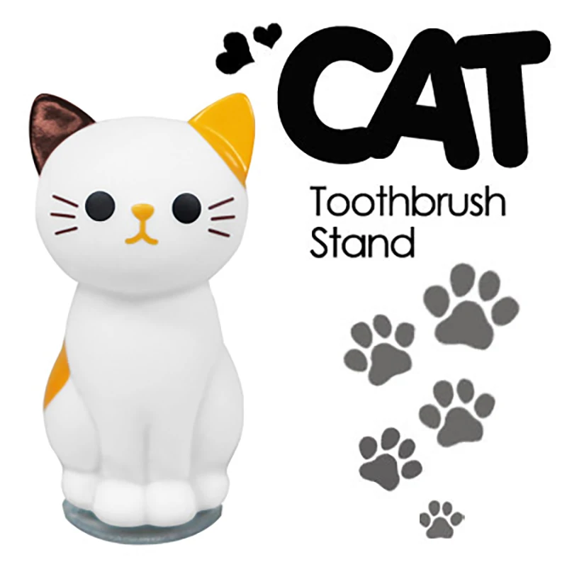 Super Cute Cat Toothbrush Holder with Suction Cup At The Bottom High Quality Plastic Japanese Creative Cartoon Toothbrush Hanger