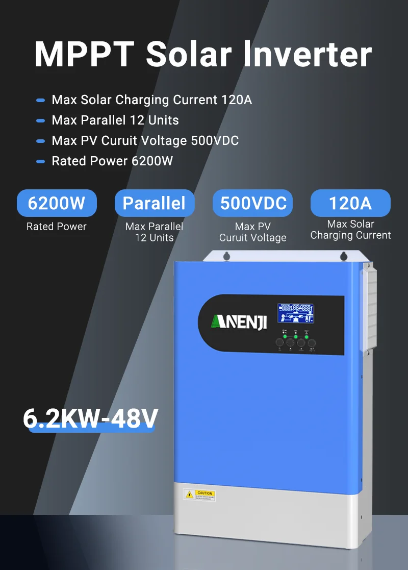 ANENJI 6200W Hybrid Solar Inverter 220V 48V 12PC Parallel On Off Grid Reine Sinus Welle MPPT 120A WIFI Inverter Für Solar Panel PV – Detail 15