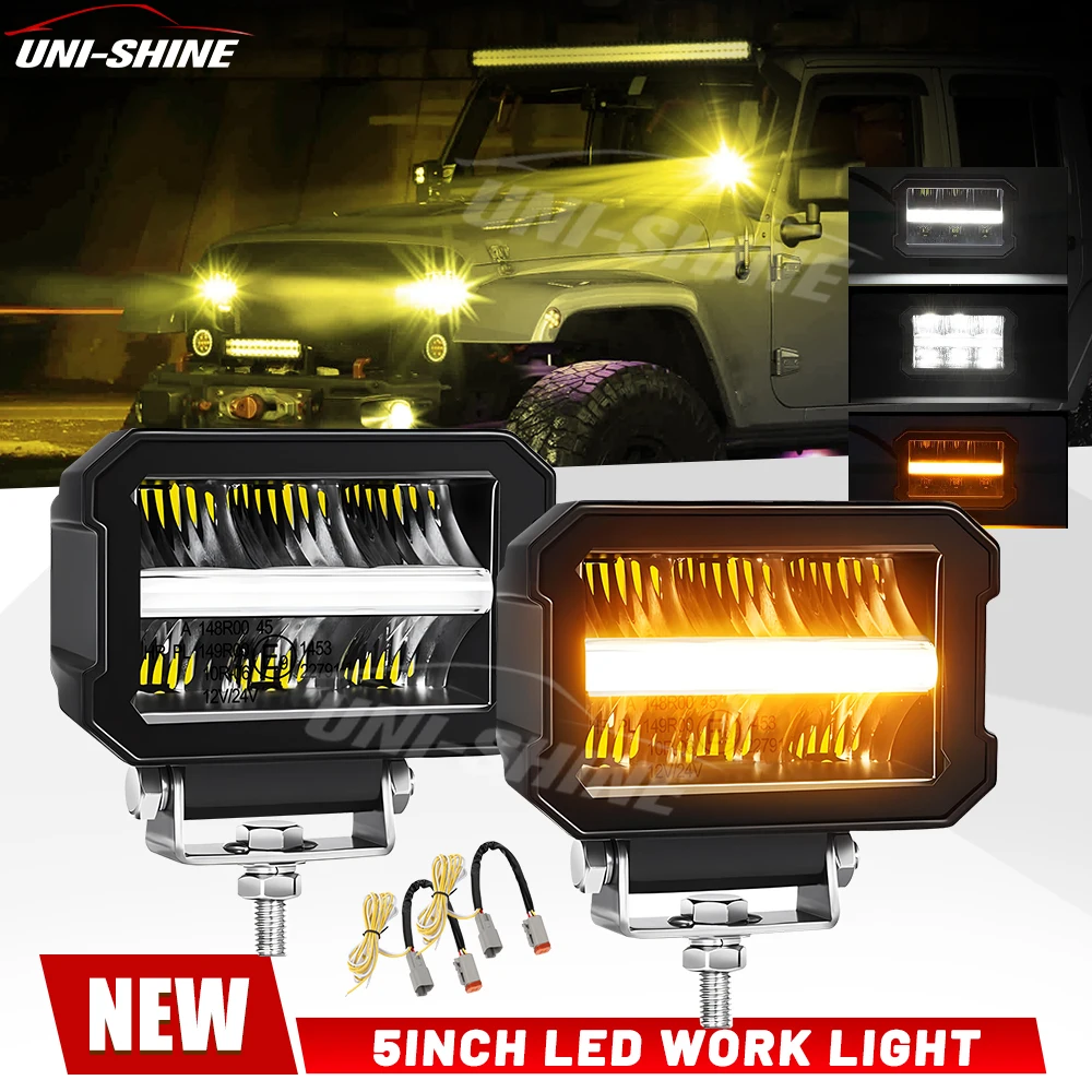 UNISHINE 2 Stück 4,5 Zoll LED-Arbeitsscheinwerfer LED-Fahrlichter Nebelscheinwerfer 3500K 6500K für 4X4 4WD ATV UTV LKWs Offroad-Nutzung 12V 24V
