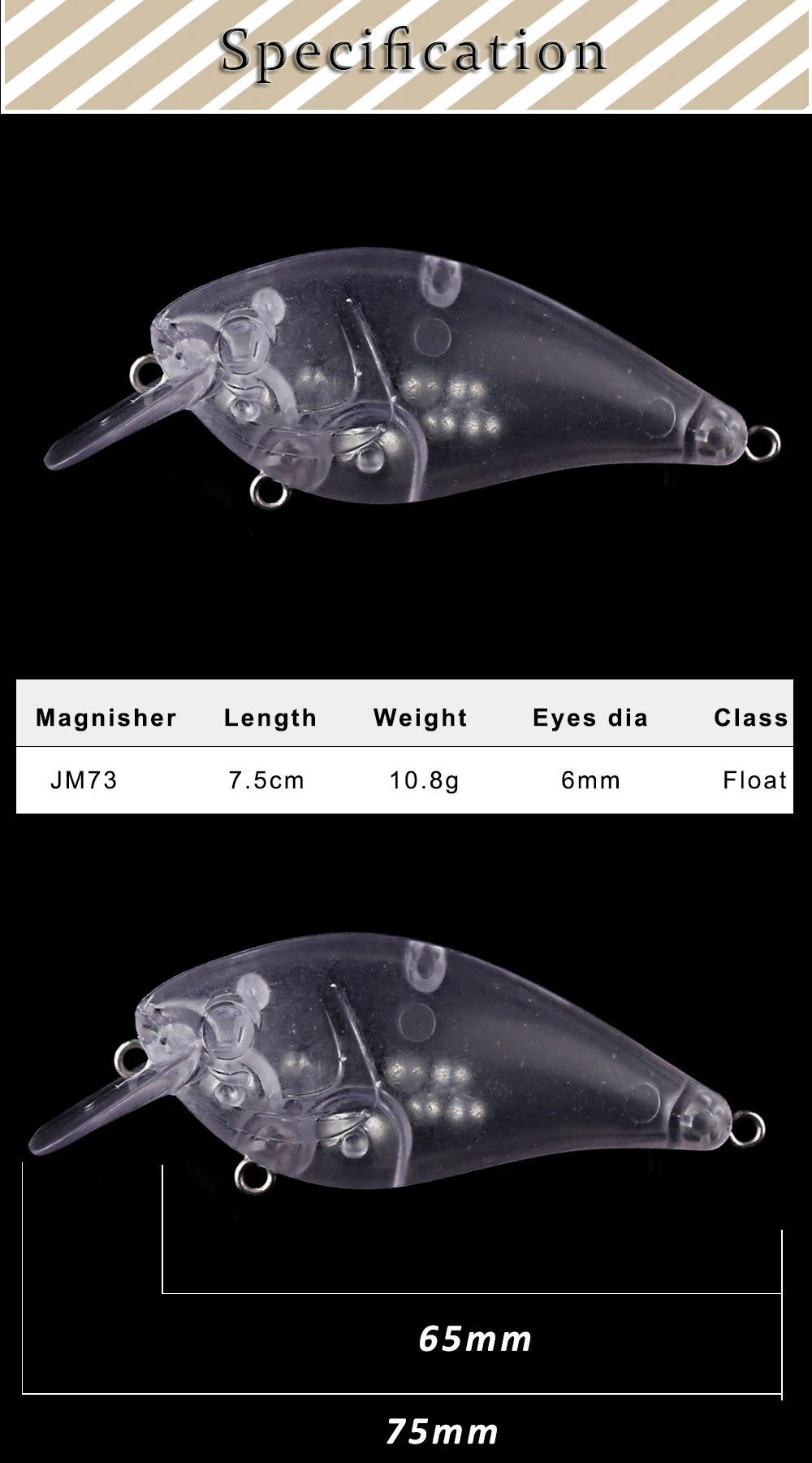 Magnisher 7.5cm 10.5g Square Bill Rattle Shallow Crankbait Fishing Lures Unpainted Blank Wobbler Bait Fishing Tackle for DIY