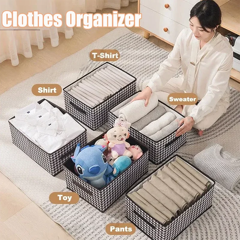 1Pc Containers for Organizing Clothing Foldable Closet Washable Wardrobe Organizers Linen Storage Box Storage image 4