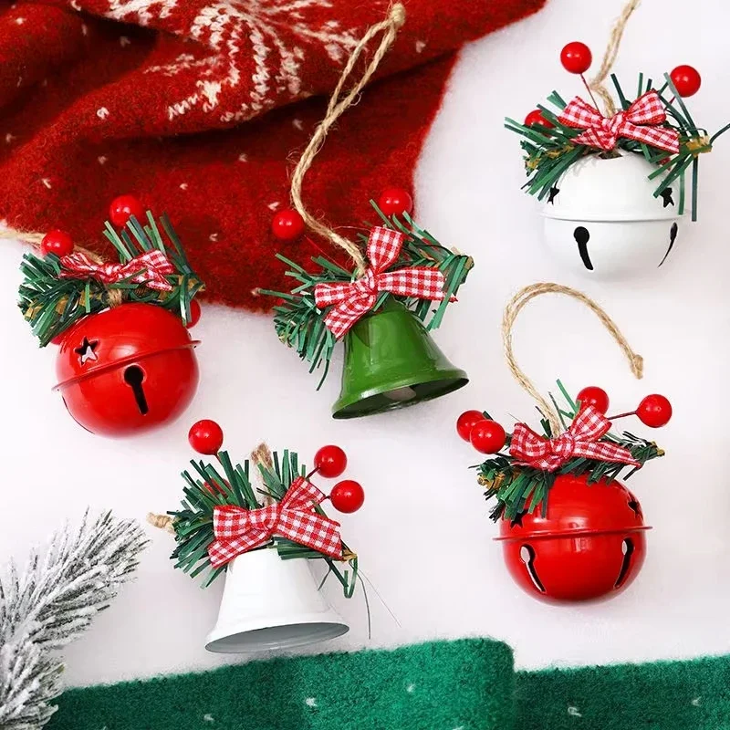 Christmas Tree Decorations Hanging Ball Star Ornaments Golden White Red Metal Bell Christmas Home Decorations Party Supplies