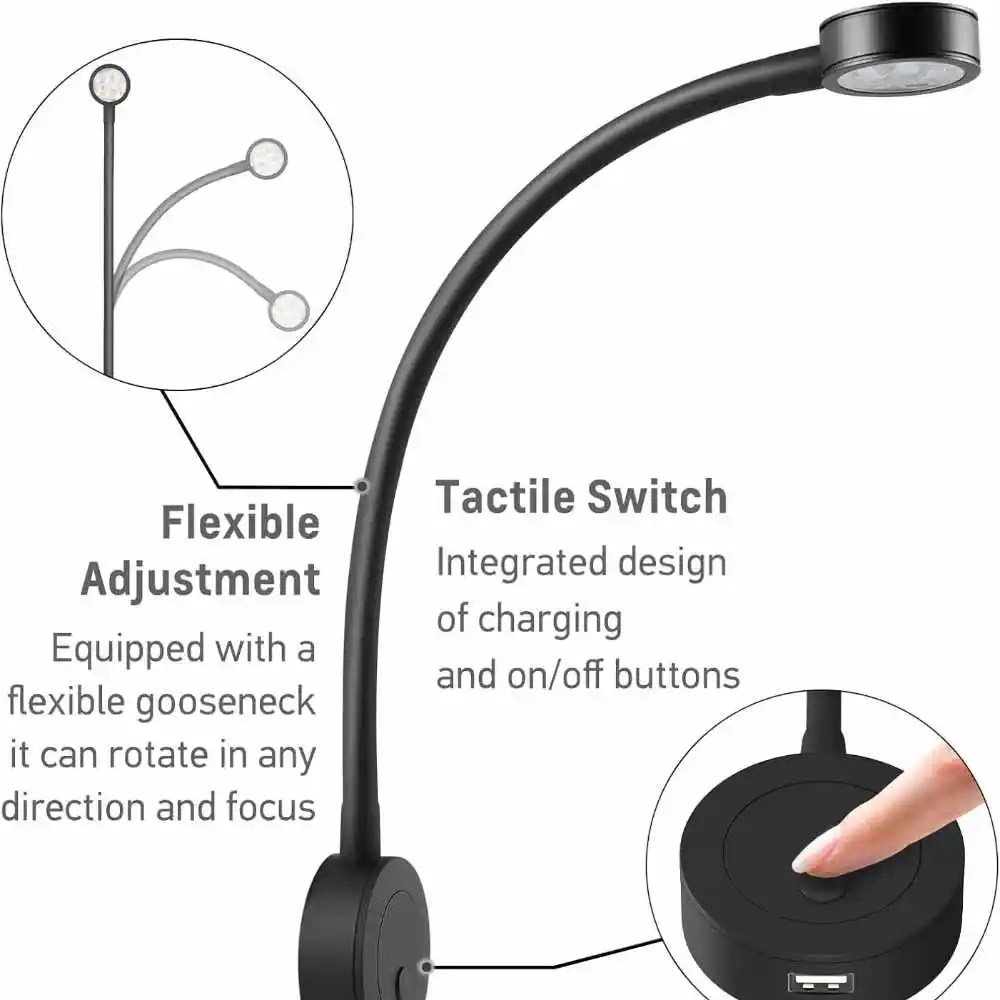 

12v LED Campervan Flexible Reading Map Light With USB Port Durable For VW T5/T6 Adjustable Motorhome Bedroom Lighting Strip