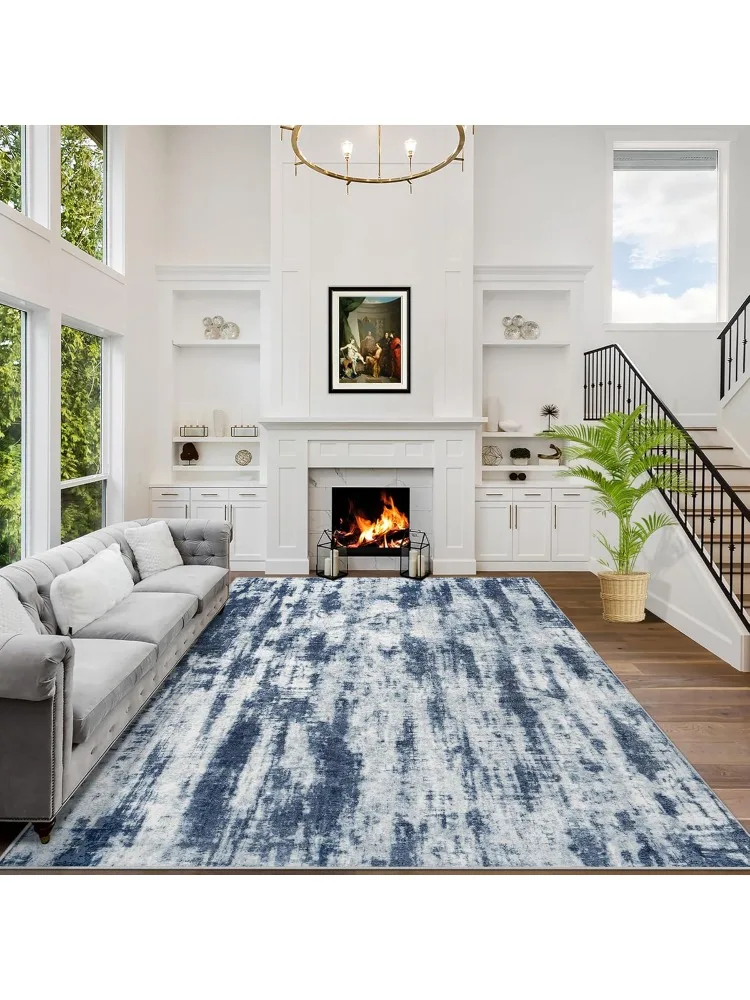

8x10 Area Rugs Washable Rug: Modern Abstract Living Room Rug Soft Anti-Skid Thin Carpet Indoor Floor Non-Shedding Carpets for Be