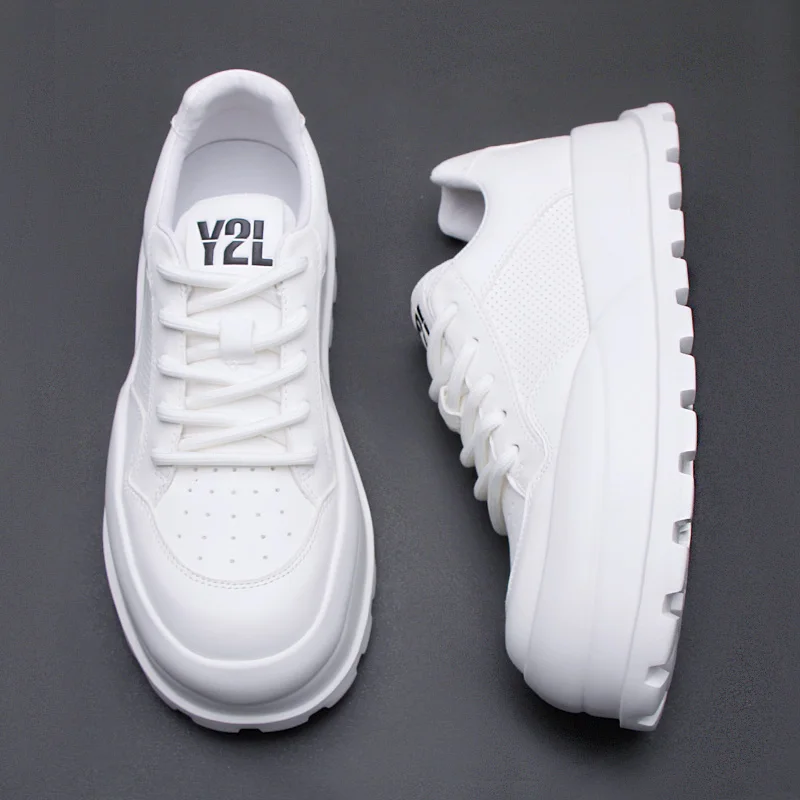 Fashion brand men's shoes small white shoes 2024 cowhide breathable casual shoes soft soles comfortable board shoes sneakers