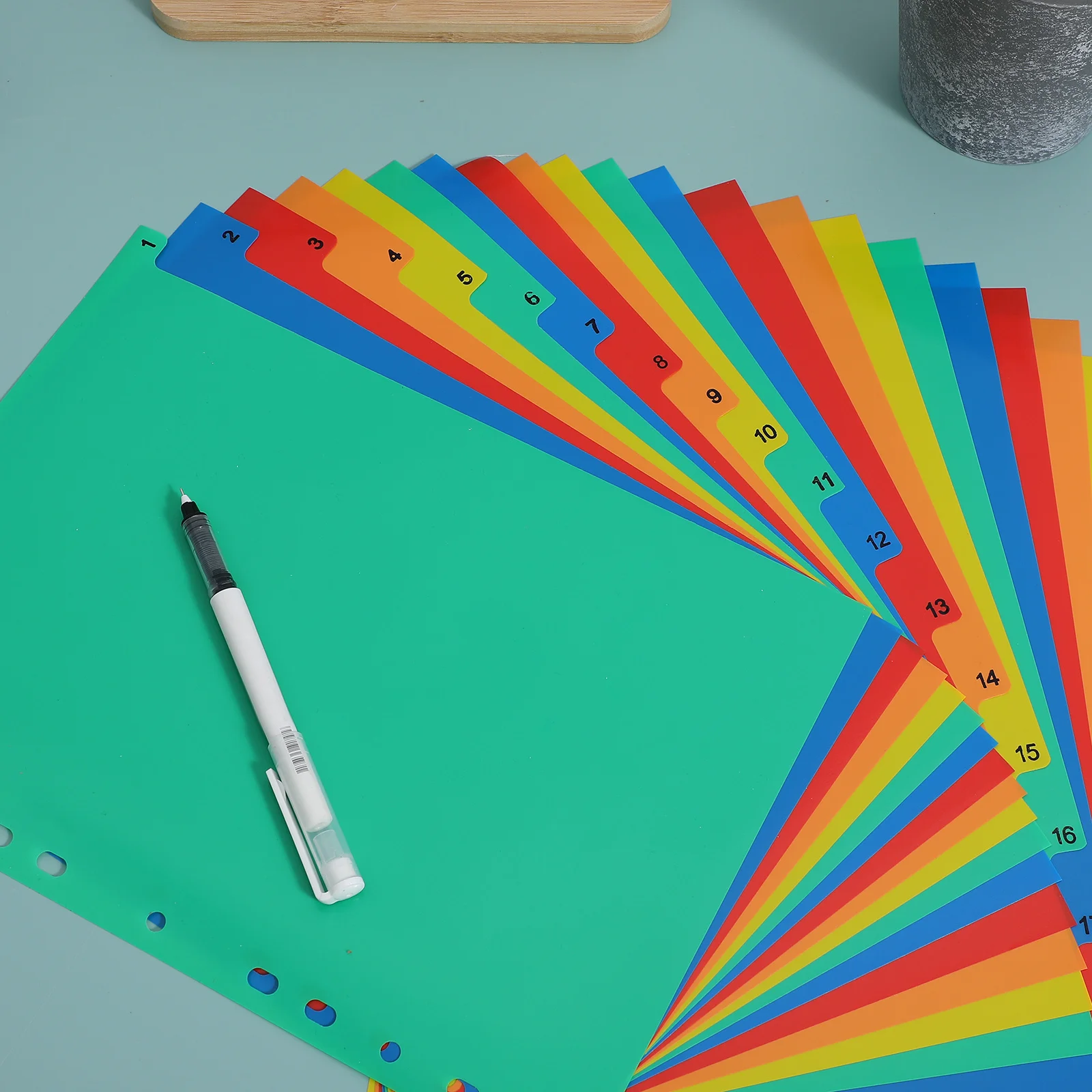 20 Pages A4 Colorful Plastic Binder Dividers Insertable Tabs for Document Separation Rapid Classification Color Printed Number