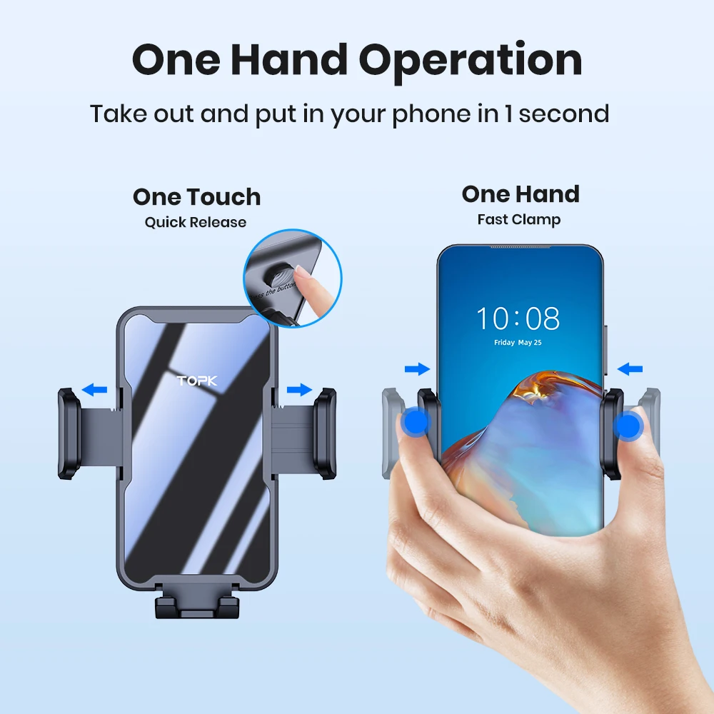 TOPK Car Phone Holder Air Vent Mount for Big Phones Thick Case Friendly iPhone 15 14 13 Pro Max Samsung S24 S23 Ultra Heavy Duty view 2