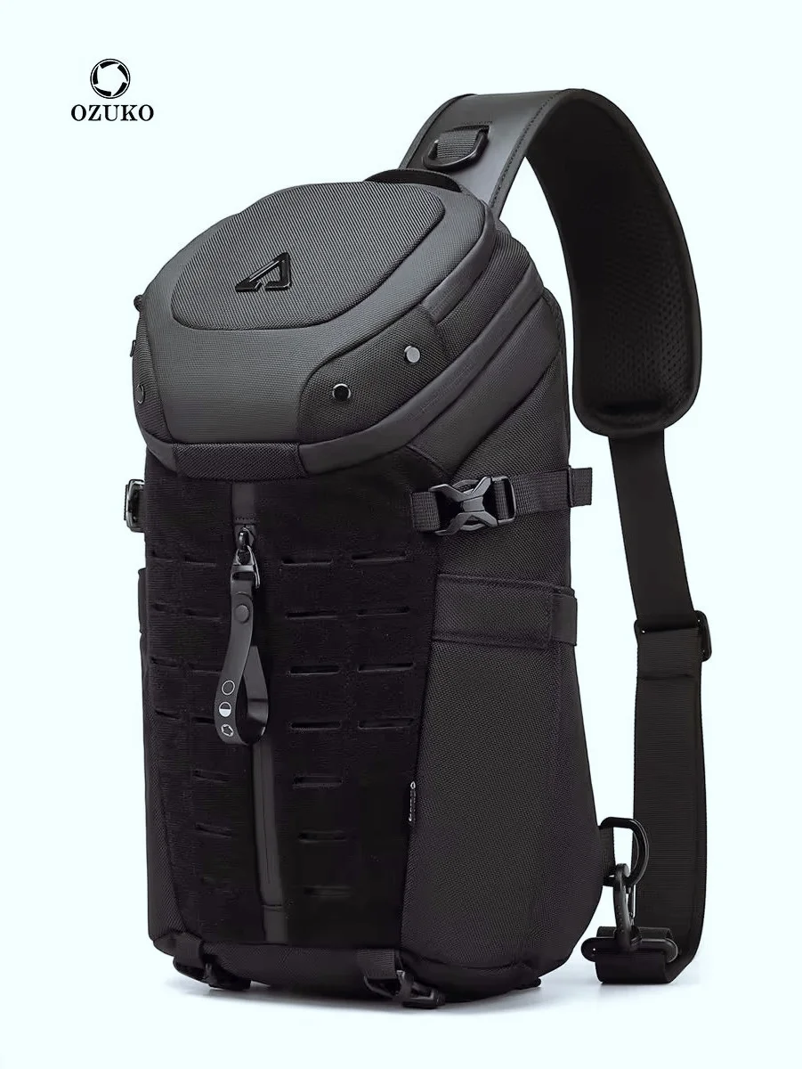 Borsa da petto Ozuko per uomo Borsa a tracolla da uomo USB impermeabile Borsa da petto di design alla moda con tracolla da viaggio corta antifurto