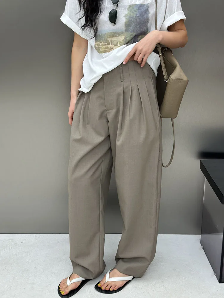 

Женские шерстяные повседневные брюки с высокой талией, прямые, плиссированные, осенние, новые, в японском стиле, простые, элегантные