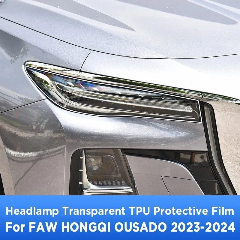 For FAW HONGQI OUSADO 2023 2024 Car Exterior Headlight Anti-scratch Front Lamp Transparent TPU Protective Film Accessories