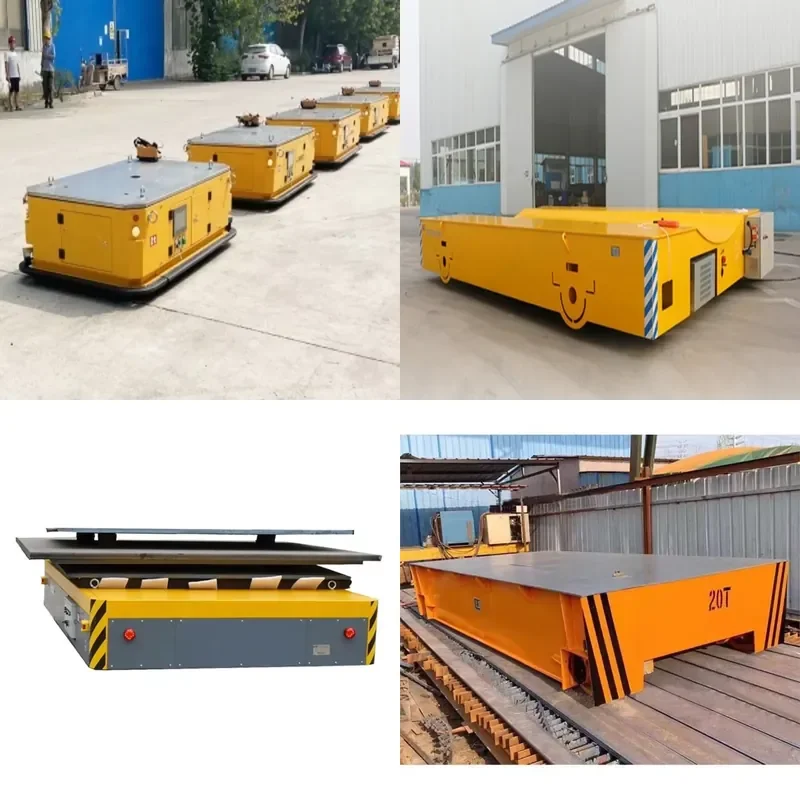 for Warehouse 10 Tons Steel Automatic Transfer Vehicle Remote Control Curved Rail Mobile Cart 380V 220V