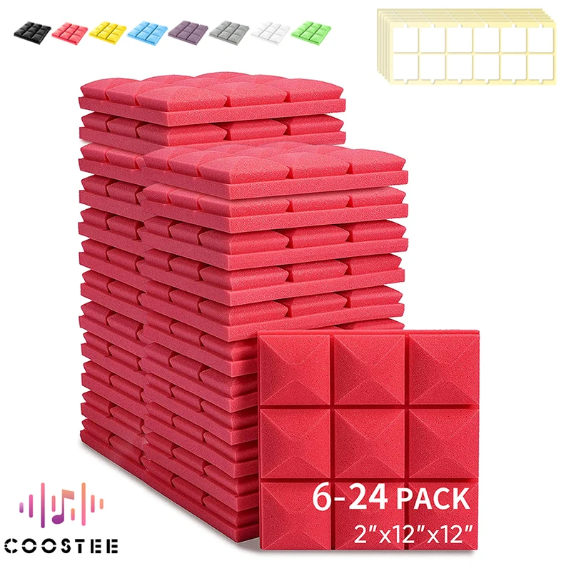 

Sound Insulation Absorbing 6 12 24 Pcs Soundproof Foam Padding Mushroom Studio Wedge Tiles Wall Acoustic Panels Soundproofing