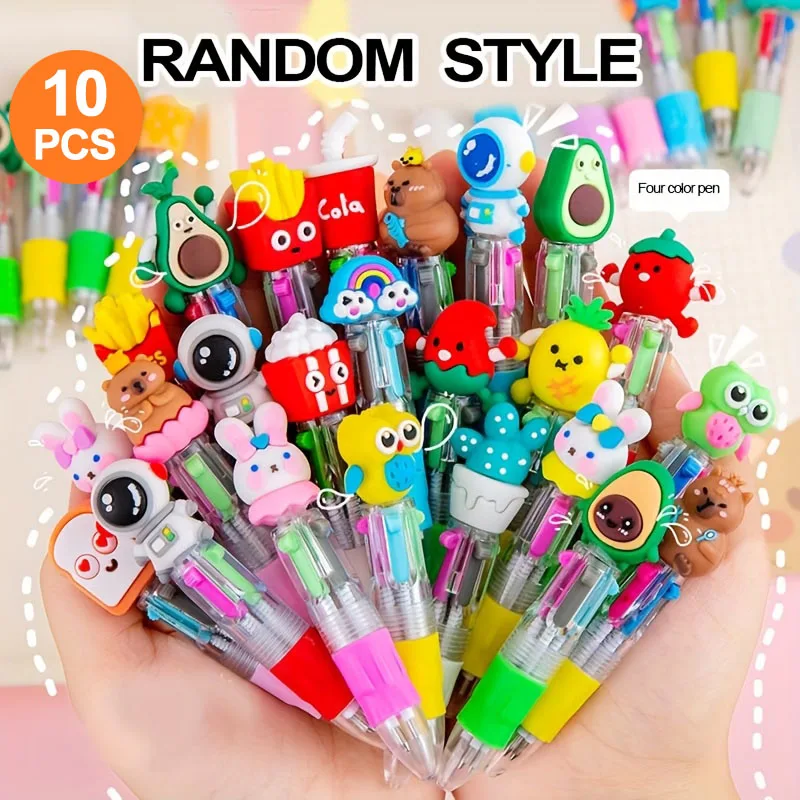 

10pcs mini four-color ballpoint pens, one click switch between multiple colors, smooth writing for note taking, painting
