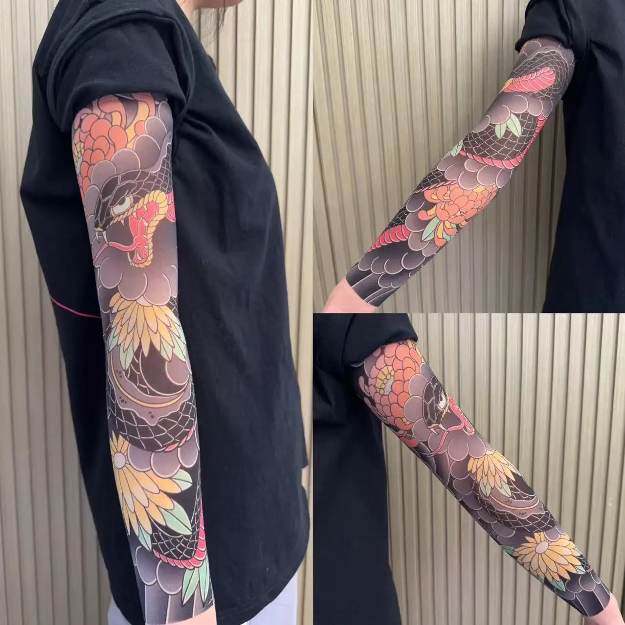 1 Pair Ultra thin seamle Tattoo Flower Arm For Men Women Cool Travel Cycling Elastic Scratch Resistant Arm Sleeves Accessorie image 6