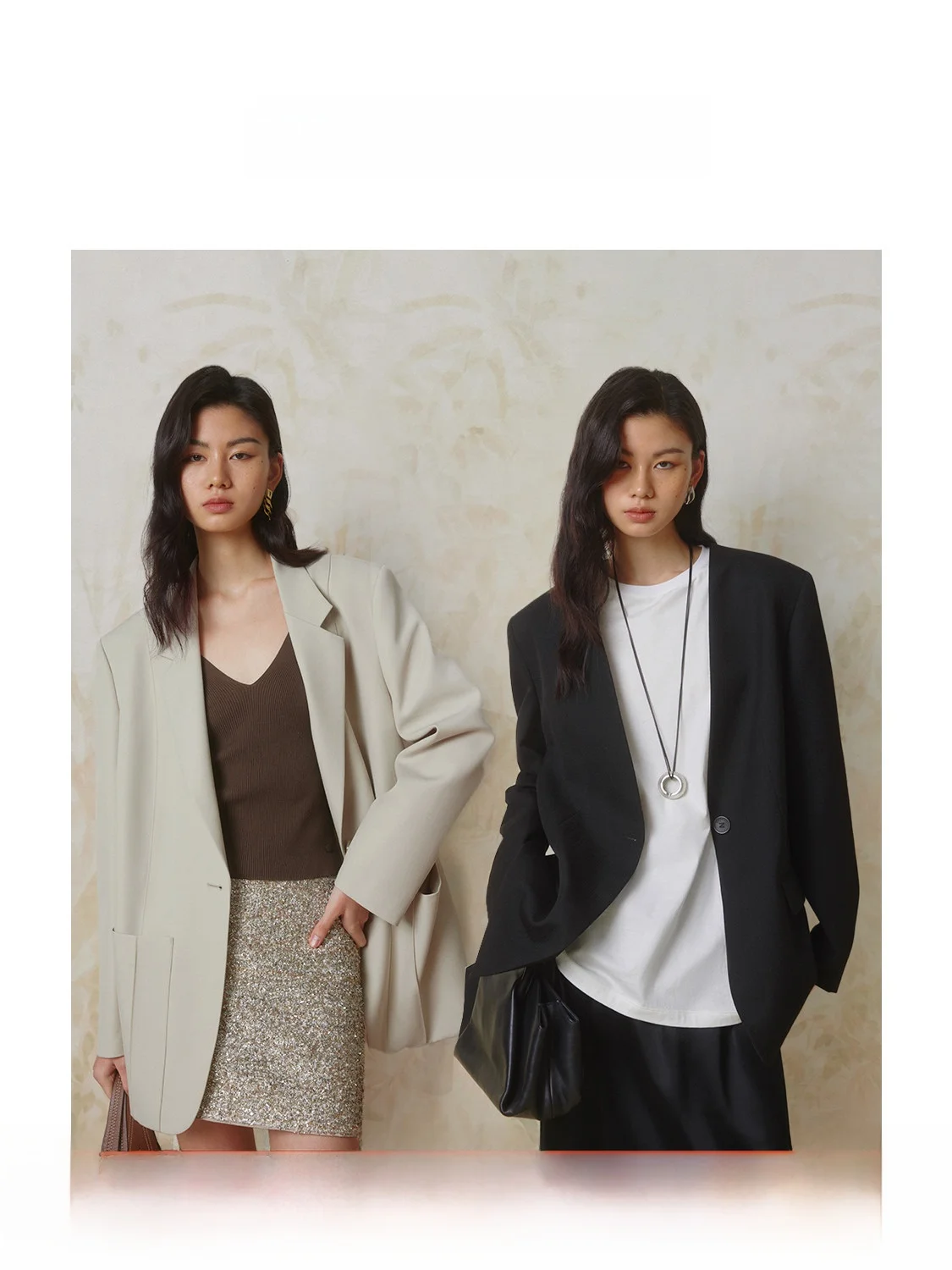 

Elegant Single-Button Women's Coat Simple Classic Flat Collar Woolen Commute Suitable Straight Tube Style Spring New