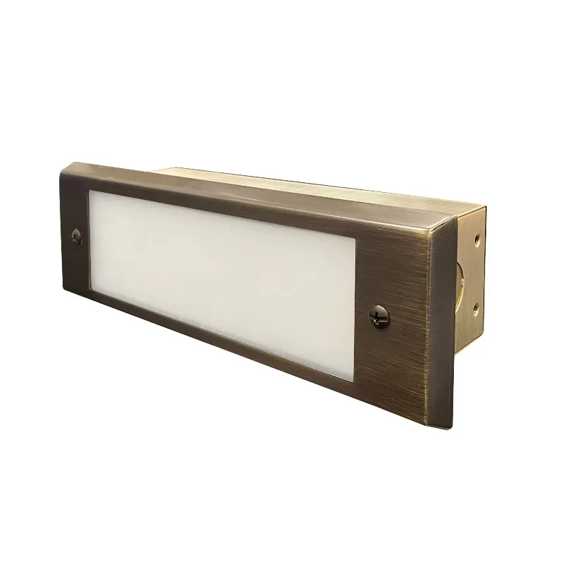Brass LED Step Light with Flat Cover/AC Power Warm White Outdoor Garden Landscape Lighting