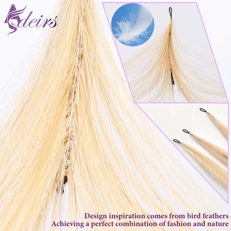 Adisrs segunda pena extensões de cabelo natural real cabelo humano microring extensões de cabelo marrom loira cor 0.8g/fio em linha reta