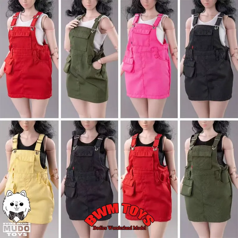 

In Stock 1/6 Female Soldier Wide Shoulder Strap Vest Underwear Colorful Work Suspender Skirt Clothes For 12'' Action Figure Doll