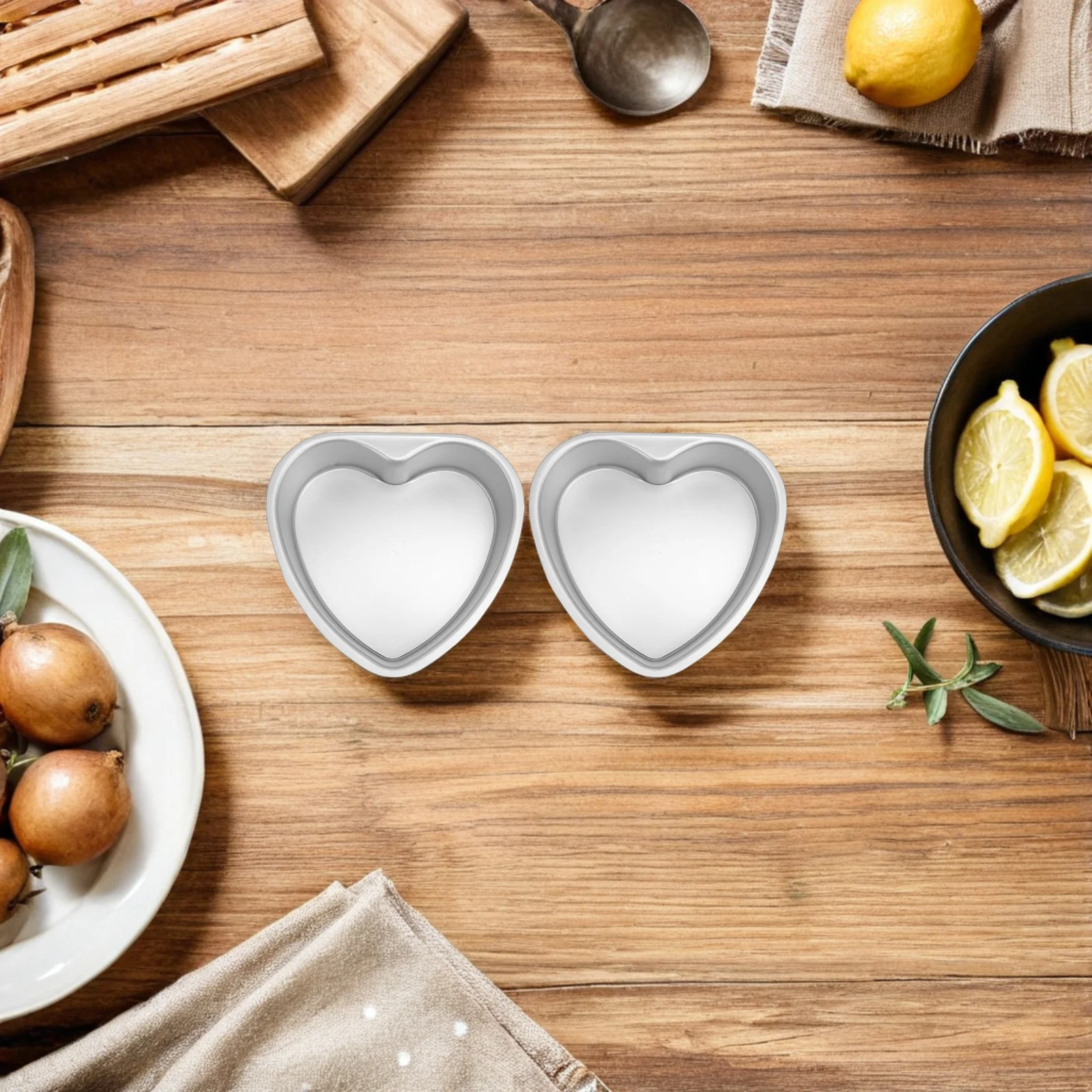 

2pcs Heart Shaped Cake Pans Deep Mold Aluminum Alloy Reusable Mini Cheesecake Flan Pan For Oven Kitchen Easy Demoulding