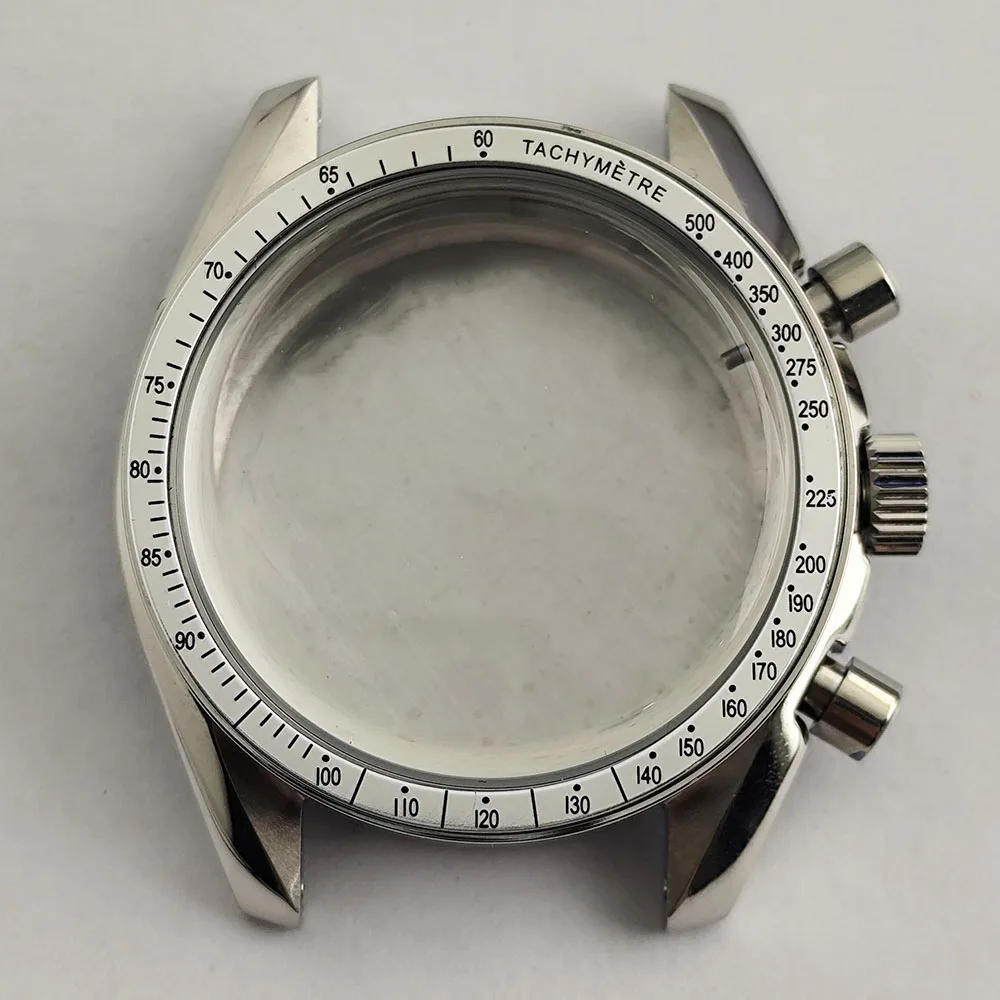 ساعة VK63 هيكل أسود/فضي 39.7 ملم حافظة من الفولاذ المقاوم للصدأ مناسبة لعلبة حركة VK63vk63A حزام 20 ملم