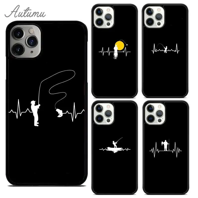 Fishing Camping Heart Pulse Phone Case for iPhone 15 16 SE2020 11 12 13 14 Pro Max mini 6 7 8 Plus coque Fundas Shell