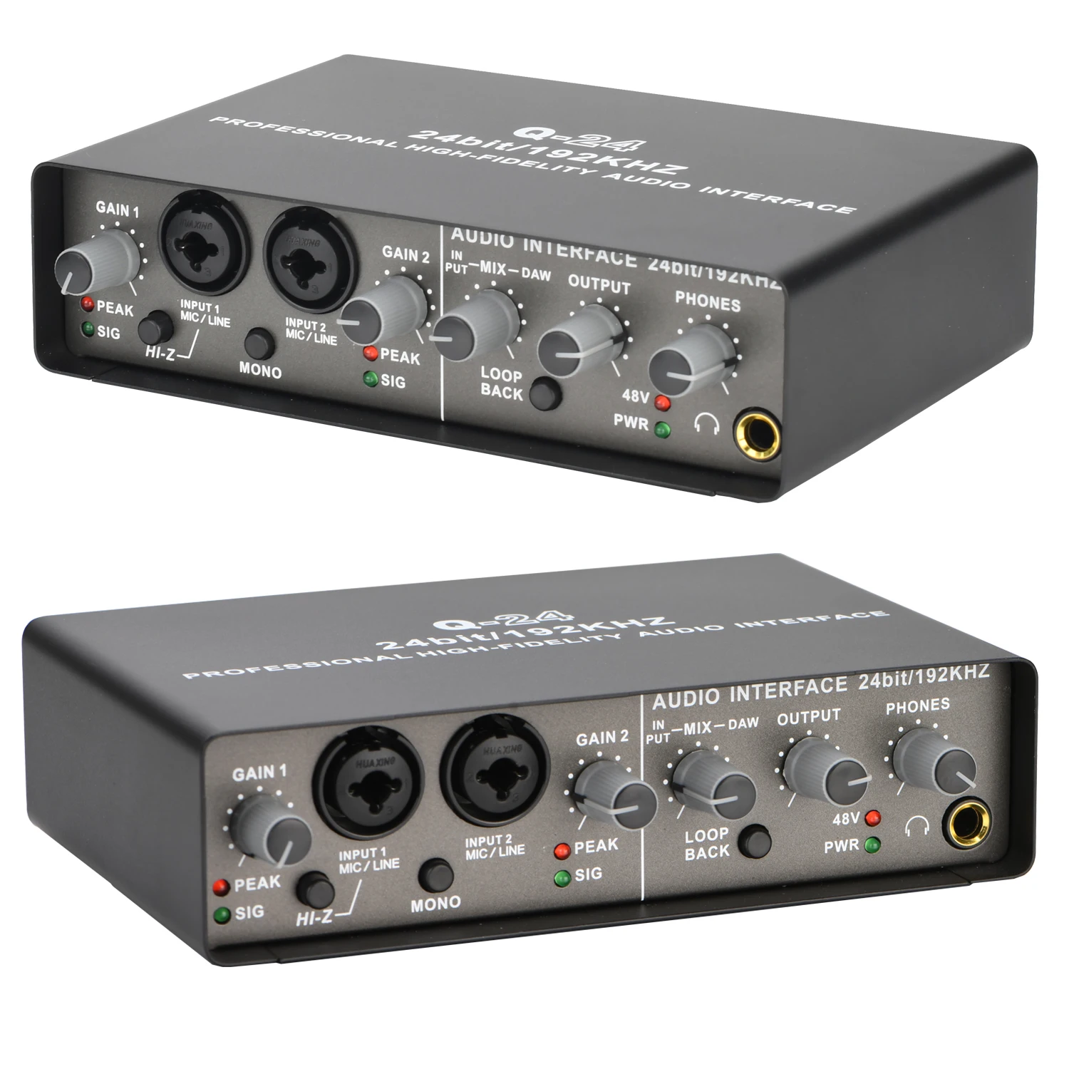 TEYUN 24bit Audio Interface 2 Channel Sound Card Monitoring for Electric Guitar Live Record Extractor Studio Singing Q24