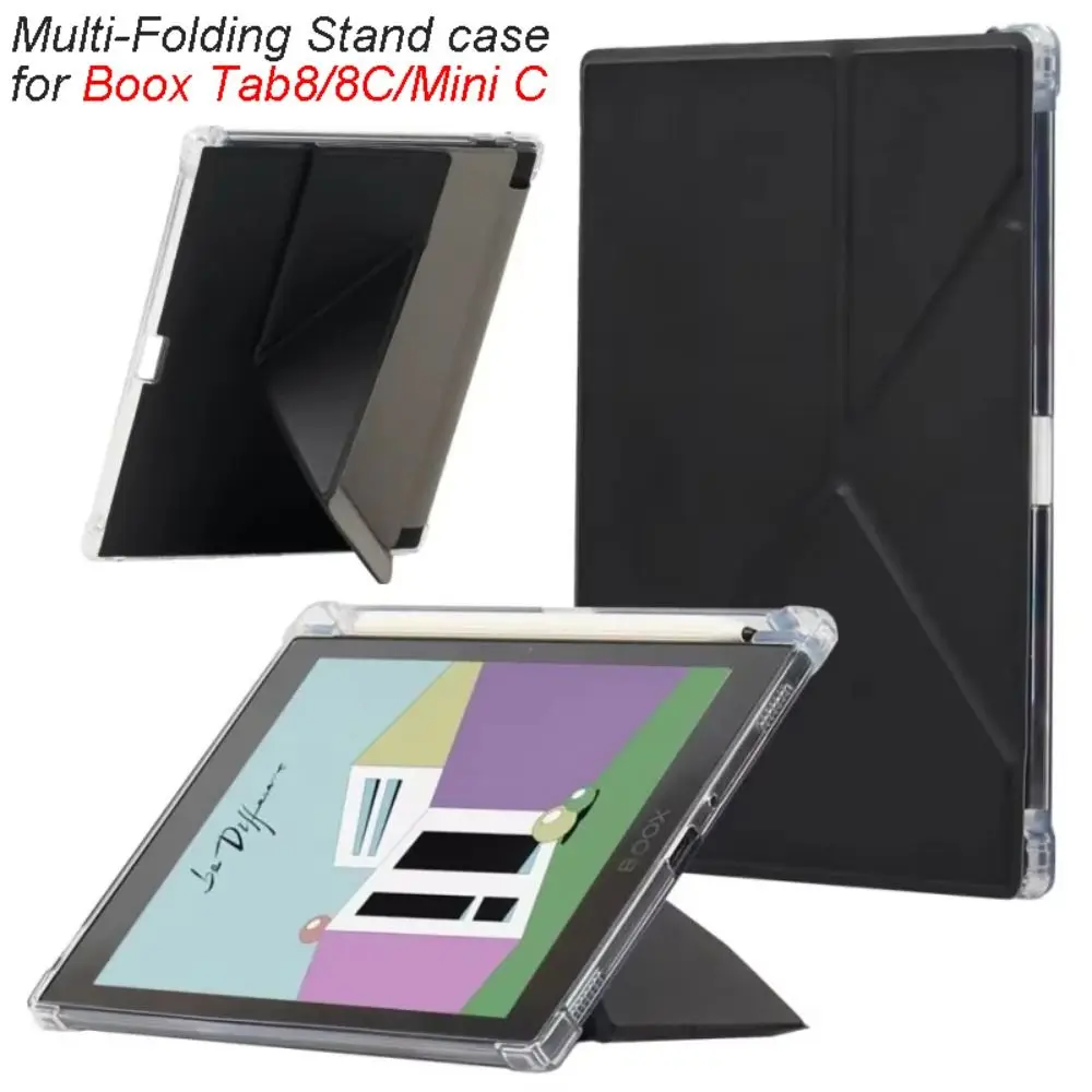 New Multi-Folding Stand 7.8 Inch E-Reader Case Pen Slot Anti-fall Folio Shell Airbag TPU Protective Case for Boox Tab8/8C/Mini C