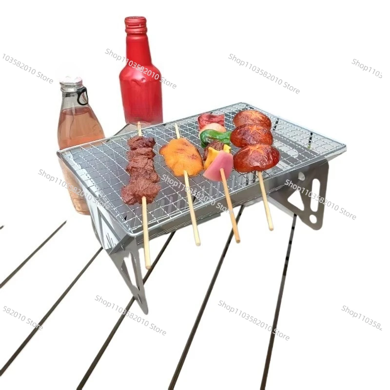 Stainless Steel Folding Charcoal Grill, Outdoor Picnic Camping Barbecue Stove