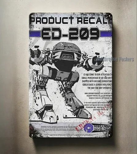ملصق معدني لفيلم Robocop Ed-209 - لافتة -