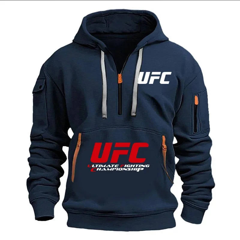 2025 الربيع y otoño hombres y mujeres UFC lucha media cremallera سوداديرا con capucha calle ocio deportes مودا سوداديرا con c