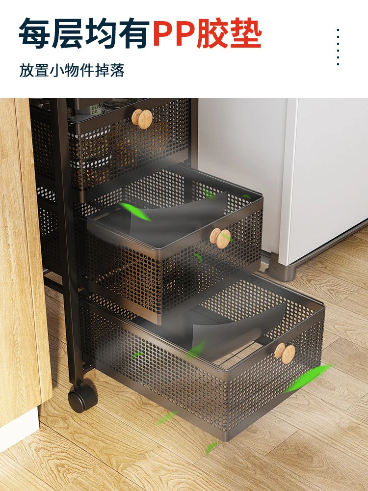 Panier de cuisine, support de rangement au sol, peut être tiré, armoire de rangement fendue, support pour légumes et fruits, organisateur et rangement de cuisine