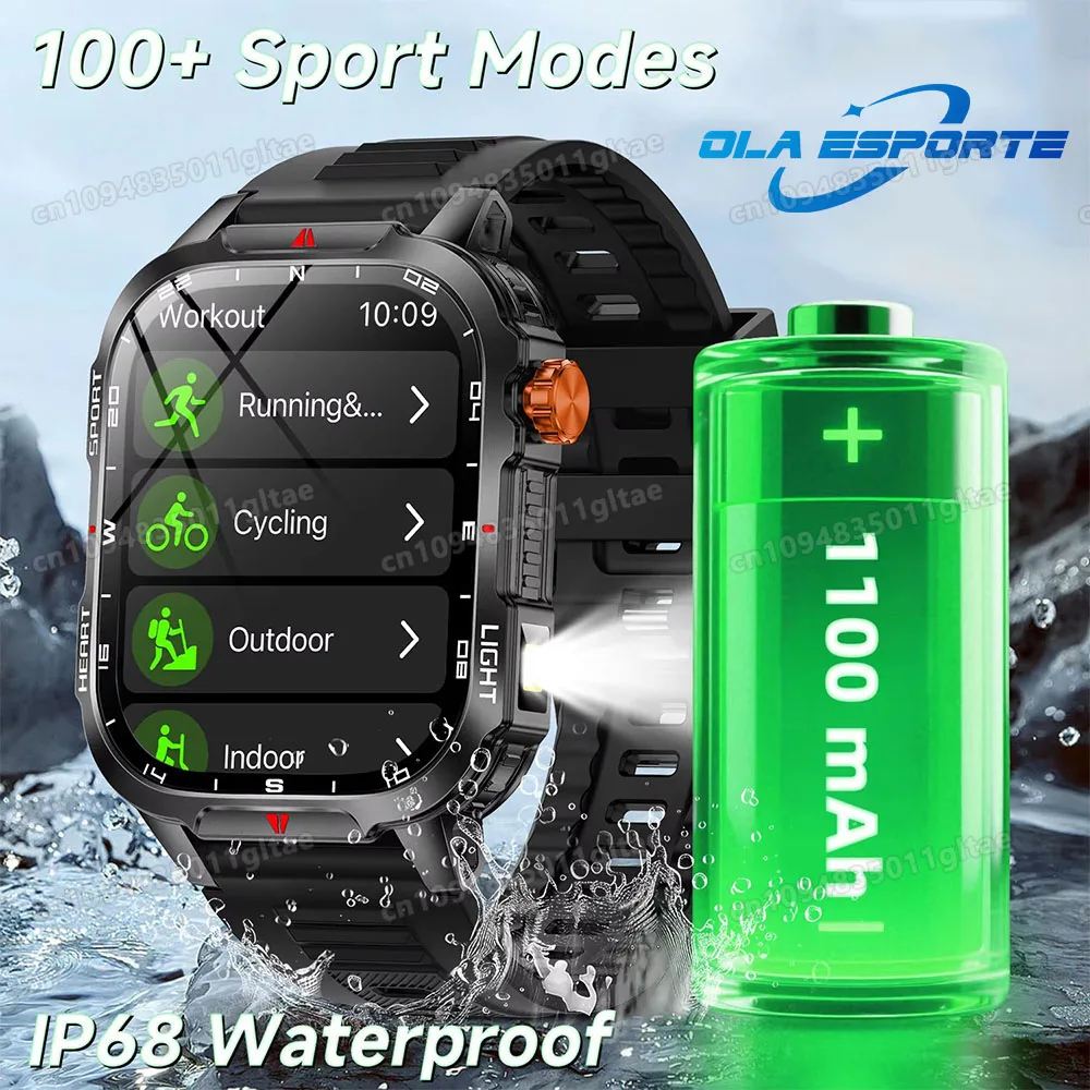 New Military Outdoor Smart Watch Men’s GPS Tracker Flashligh
