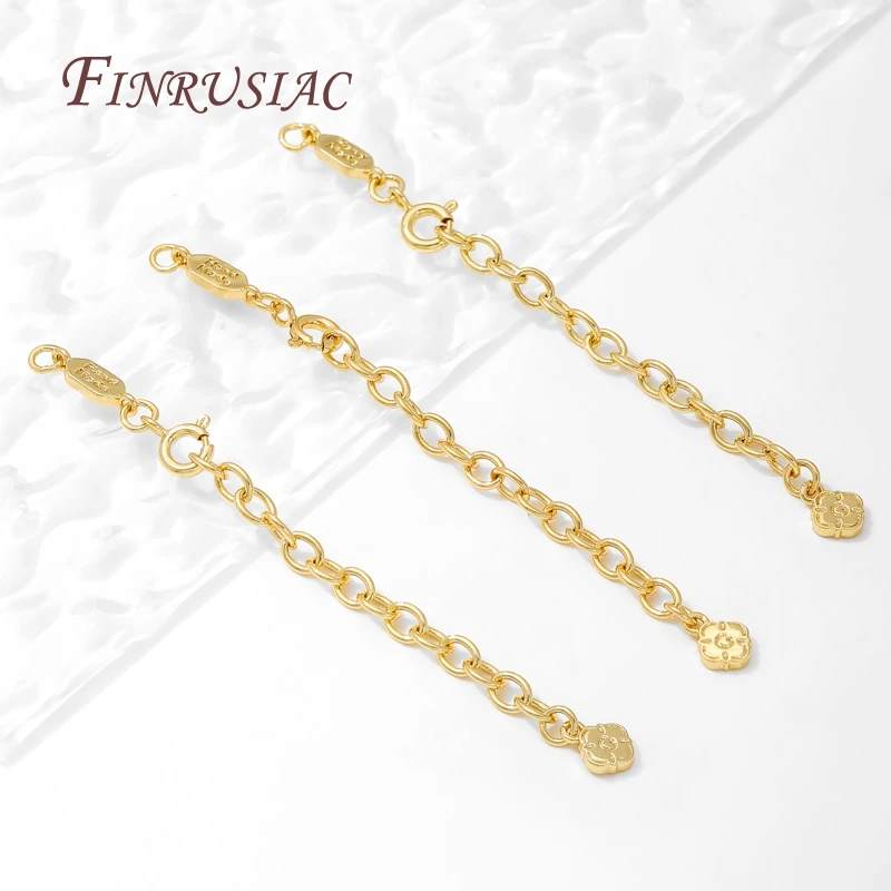 18K Gold Plated Extension Chains with Clasps Connectors For Jewelry,Chains For Bracelets Making Accessories,DIY Necklace Finding image 4