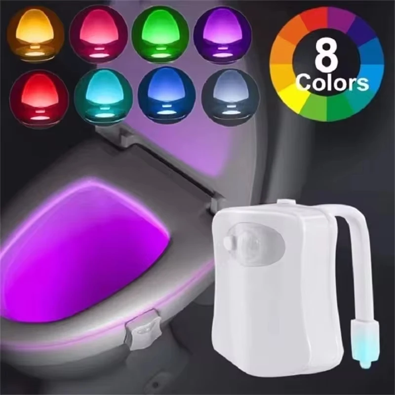 Toilet Seat Smart Motion Sensor Night Light 16/8 Colors Waterproof Backlight For Bathroom Toilet Bowl LED Lamp Light WC