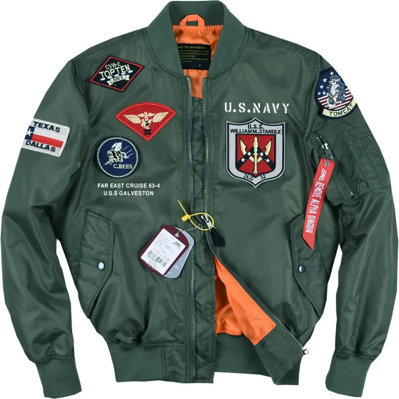 TOP GUN Cosplay Maverick Men's Air Force Pilot Jacket Adult Coat Tops Cool Costume For Halloween Christmas Party XXS-XXL