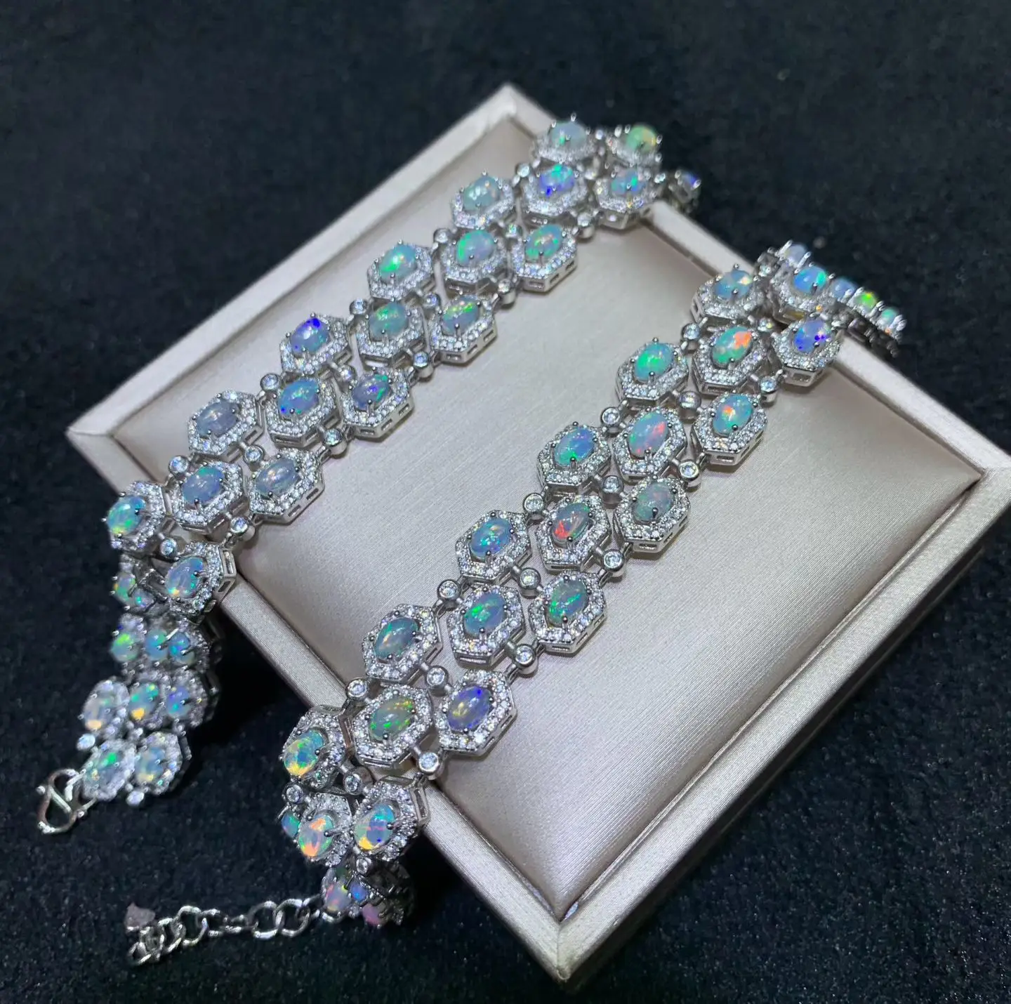 Luxury Natural White Opal Bracelet 925 Silver Good Quality Ethiopian Opal Gemstone 3*4mm for Women Party Birthday Jewelry Gift