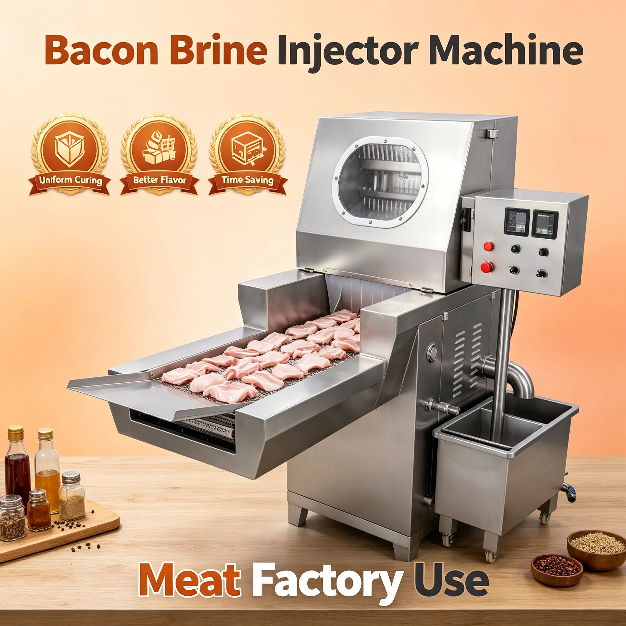 Meat Brine Injection Machine, Automatic Saline Injector Equipment for Chicken Pork Fish Seafood Processing Customized
