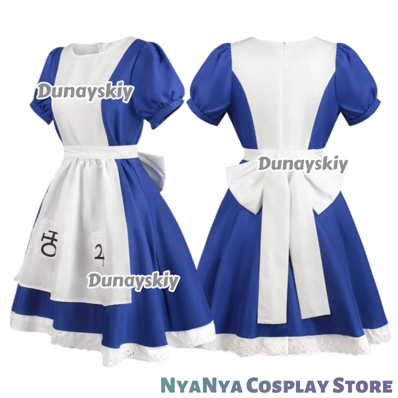 애니메이션 앨리스 공주 드레스 메이드 앞치마 드레스 게임 매드니스 코스프레 의상 여성 소녀 할로윈 파티 섹시 카와이 의상 여성용