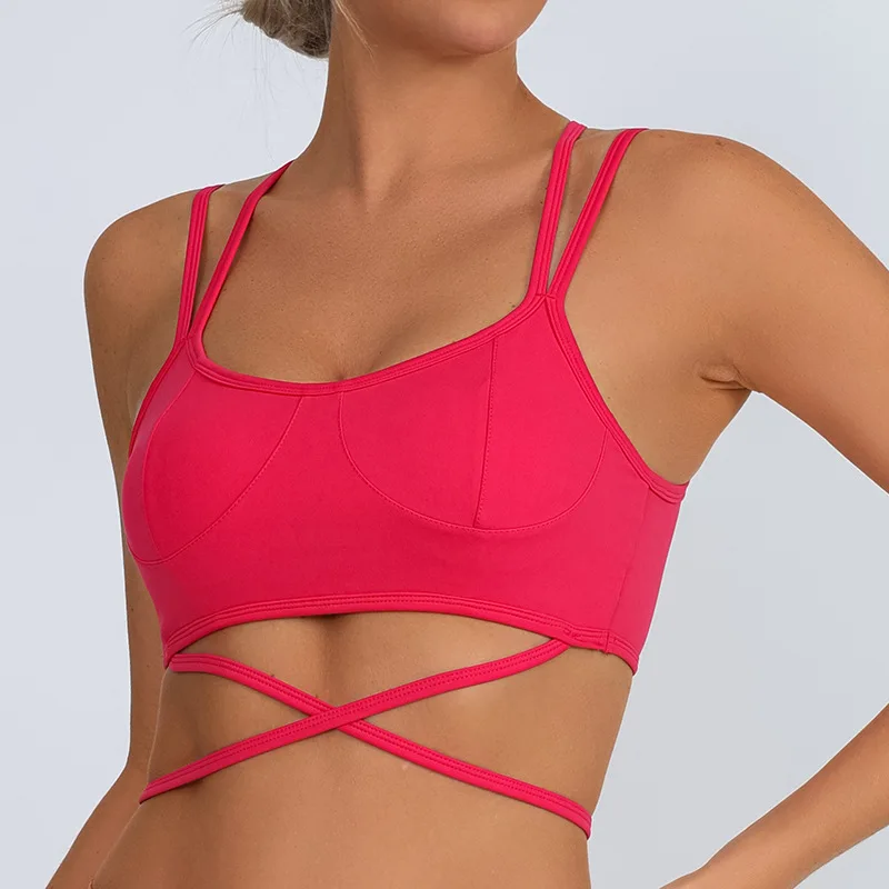 حورية البحر منحنى الخارجي سترة يوجا المرأة جميلة الظهر الصليب الدانتيل مع وسادة الصدر ليكرا التجفيف السريع الرياضة اللياقة البدنية حبال المرأة #2