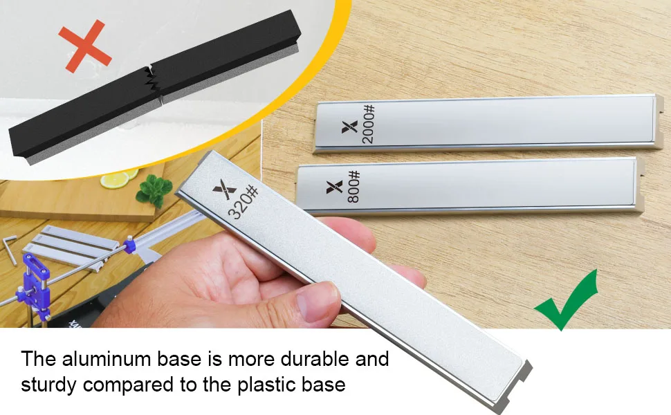 Faltbares tragbares Messerschärfsystem, verstellbares Messerschärfset mit 3-teiligen Aluminiumplatten und Diamanten – Detail 2