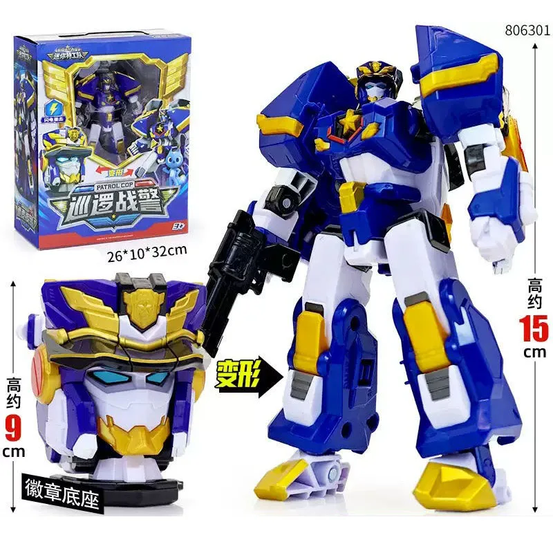 MiniForce Super Cops Scien JET Marine Cop Transformation Robot Head Badge Model Mini Force Deformationrmation Action Figure Toys