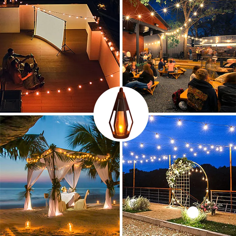 Luzes de corda Sun Flame - 15 luzes de corda solares externas LED para decoração de Halloween de jardim e pátio