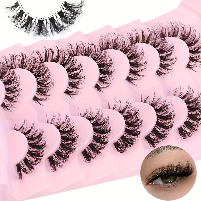 7 Paar künstliche Wimpern, transparente Wimpern, natürliche Wimpern, Smart Cat Eyes, russische gestreifte D-Roll-Wimpern